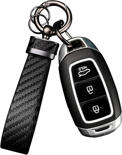 Premium black leather belt keychain